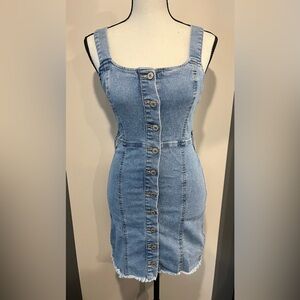 Peace Love Eco by Rewash Button up Blue Denim Jean Dress XS